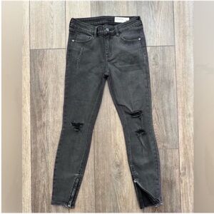 NWOT Pistola Black Distressed Skinny Mid Rise  Jeans Size 27